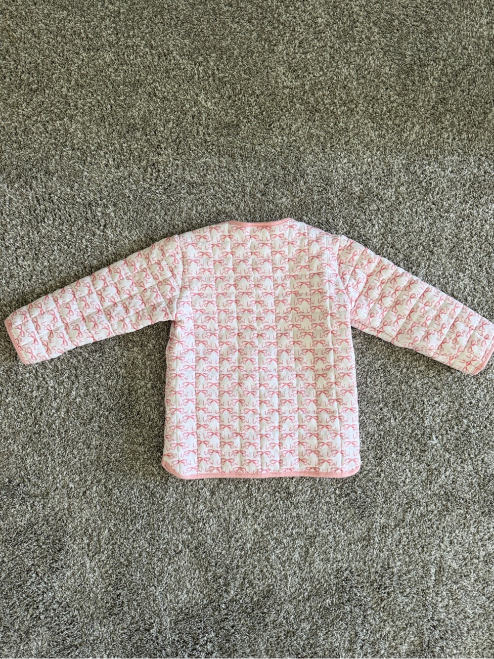 Pink Quilted Button-Up Bow Pattern Jacket - Picture 3 of 3